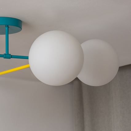 Ytmonterad taklampa MOON 4xE27/15W/230V turkos/gul