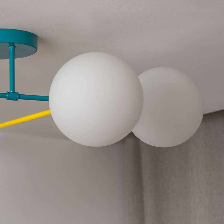 Ytmonterad taklampa MOON 4xE27/15W/230V turkos/gul