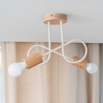 Ytmonterad taklampa OXFORD 2xE27/15W/230V furu/krämvit