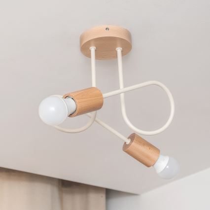Ytmonterad taklampa OXFORD 2xE27/15W/230V furu/krämvit