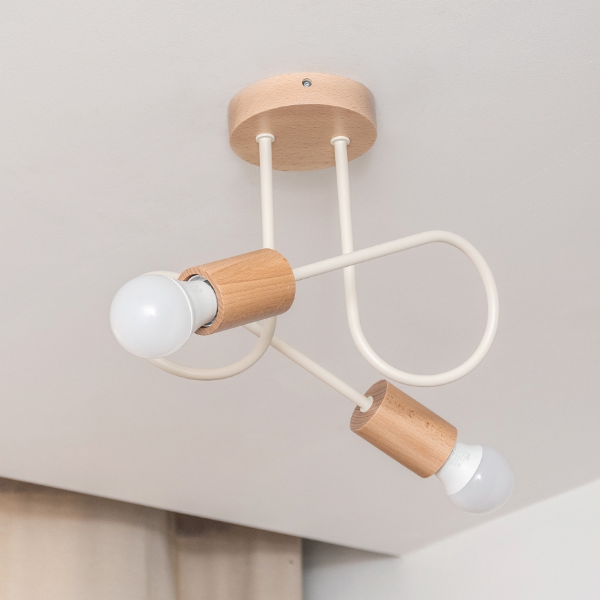 Ytmonterad taklampa OXFORD 2xE27/15W/230V furu/krämvit