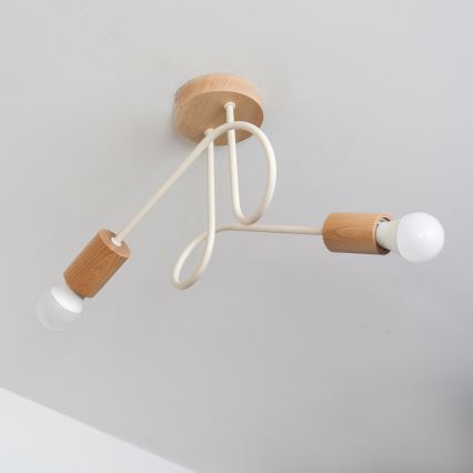 Ytmonterad taklampa OXFORD 2xE27/15W/230V furu/krämvit