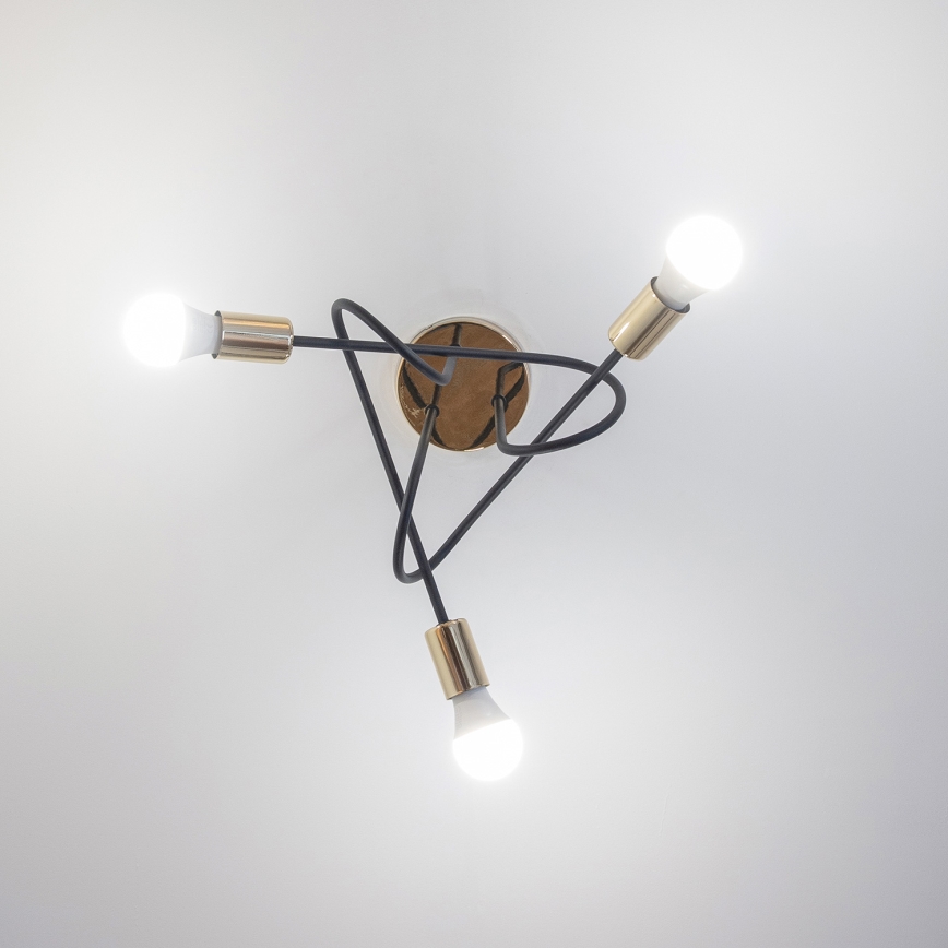 Ytmonterad taklampa OXFORD 3xE27/15W/230V guld/svart