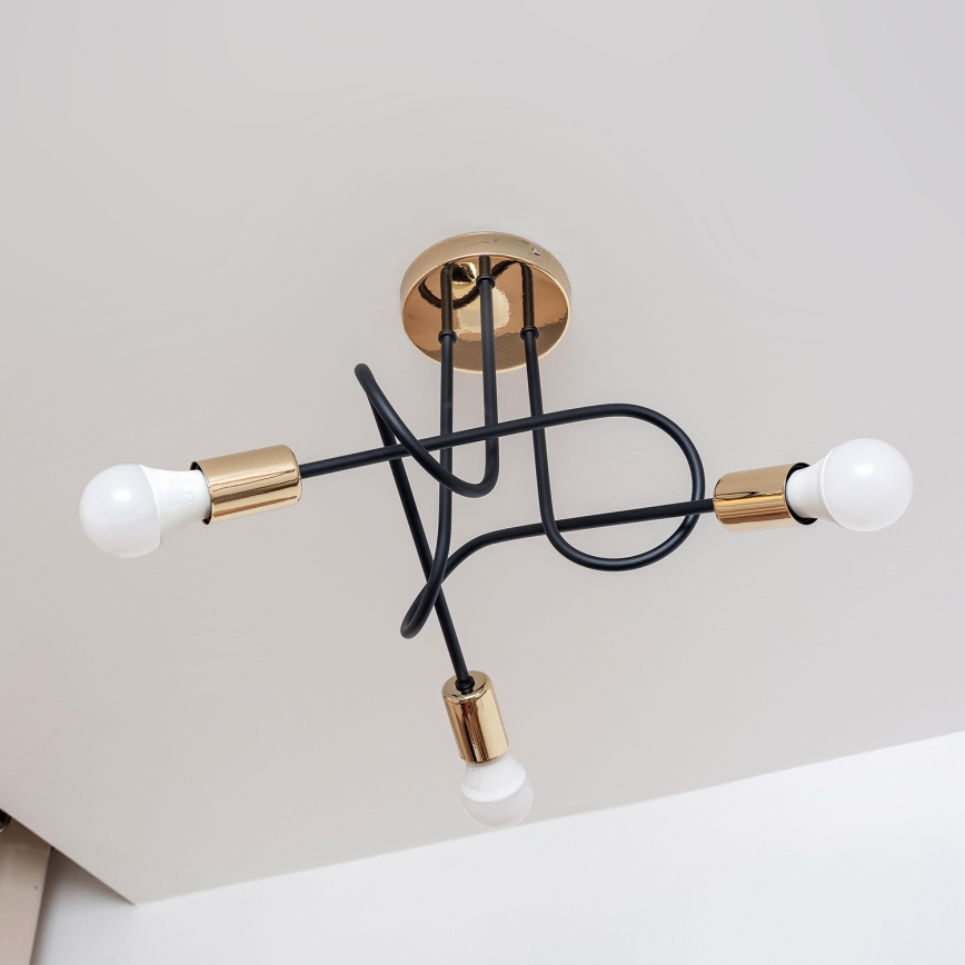 Ytmonterad taklampa OXFORD 3xE27/15W/230V guld/svart