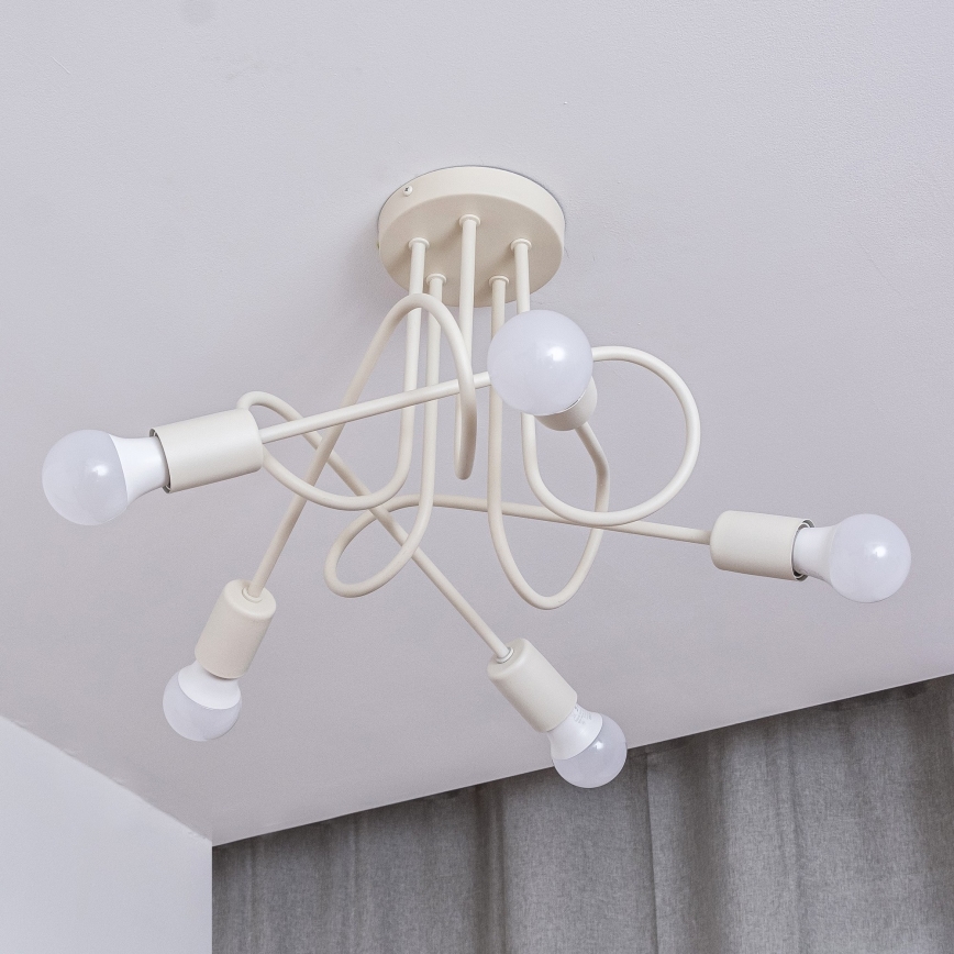 Ytmonterad taklampa OXFORD 5xE27/15W/230V krämfärgad
