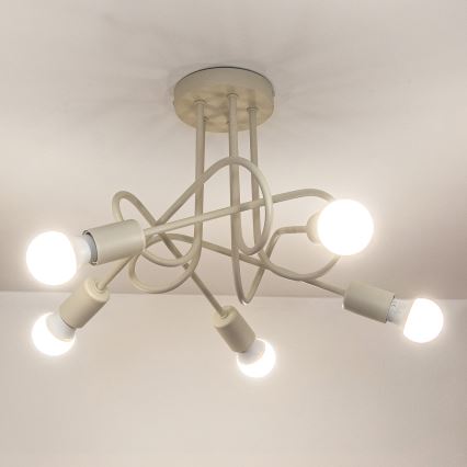 Ytmonterad taklampa OXFORD 5xE27/15W/230V krämfärgad