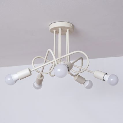 Ytmonterad taklampa OXFORD 5xE27/15W/230V krämfärgad