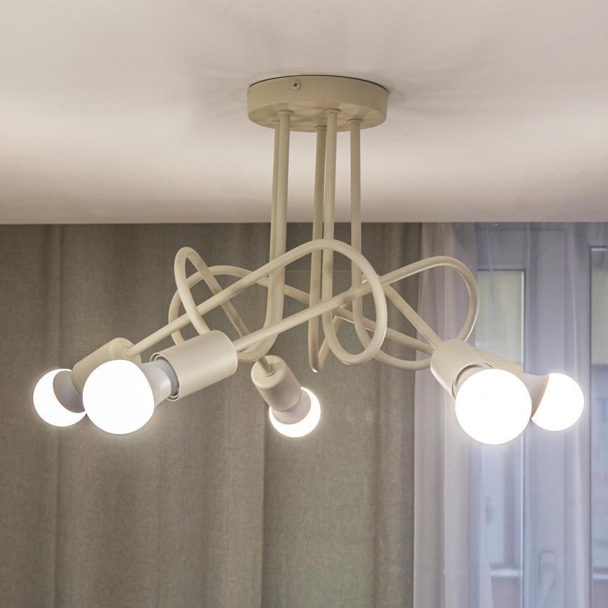 Ytmonterad taklampa OXFORD 5xE27/15W/230V krämfärgad