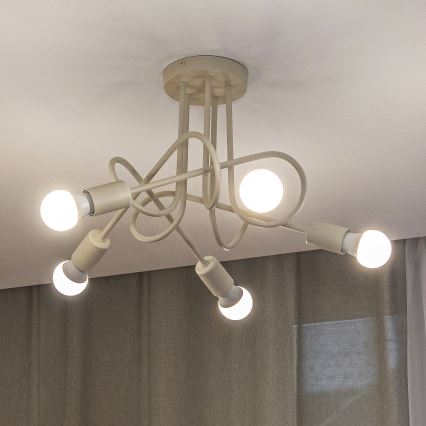 Ytmonterad taklampa OXFORD 5xE27/15W/230V krämfärgad