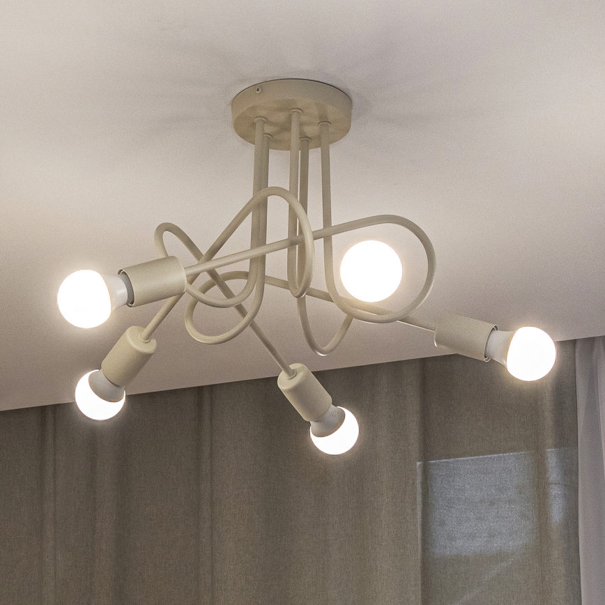 Ytmonterad taklampa OXFORD 5xE27/15W/230V krämfärgad