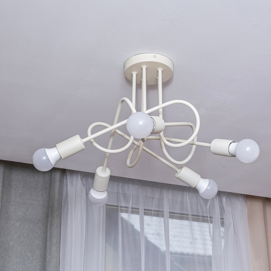Ytmonterad taklampa OXFORD 5xE27/15W/230V krämfärgad