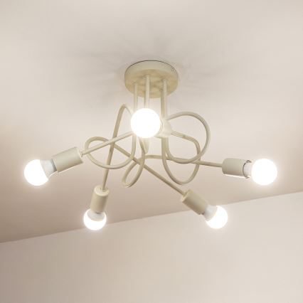 Ytmonterad taklampa OXFORD 5xE27/15W/230V krämfärgad