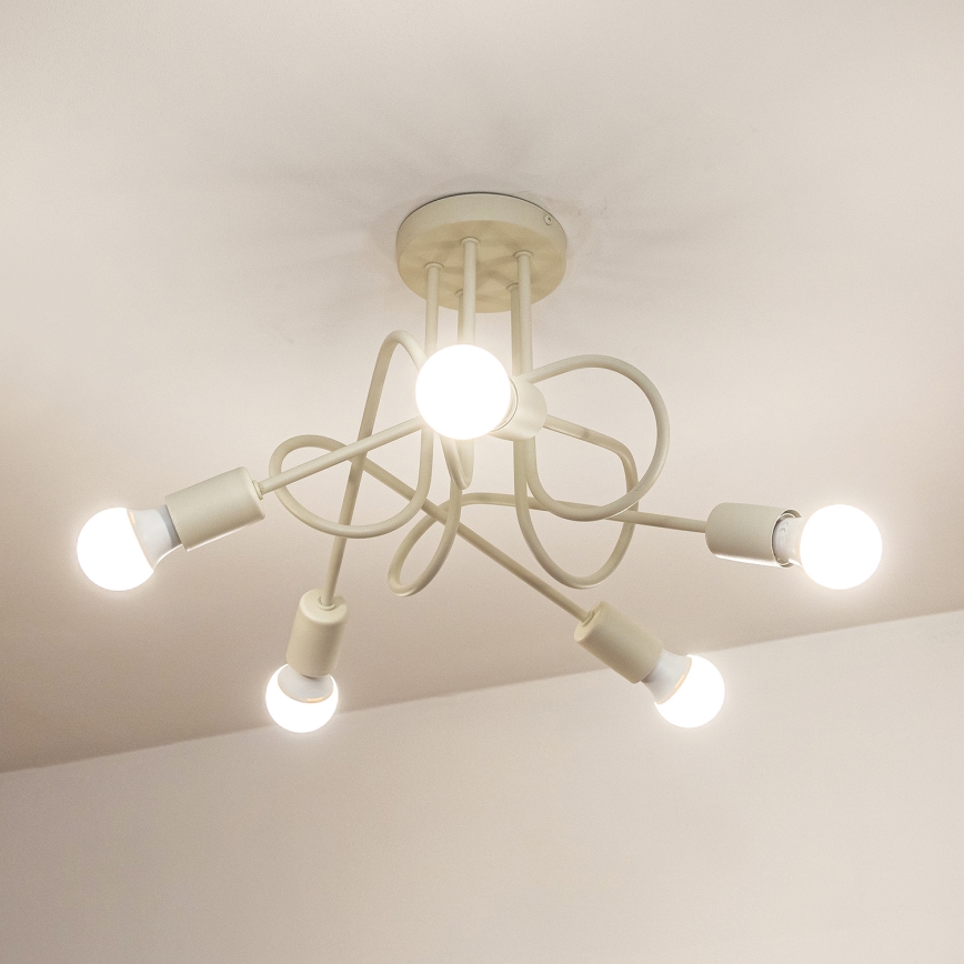 Ytmonterad taklampa OXFORD 5xE27/15W/230V krämfärgad