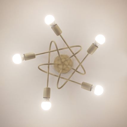 Ytmonterad taklampa OXFORD 5xE27/15W/230V krämfärgad