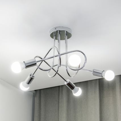 Ytmonterad taklampa OXFORD 5xE27/15W/230V polerad krom