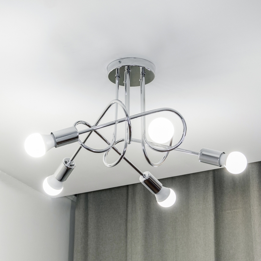 Ytmonterad taklampa OXFORD 5xE27/15W/230V polerad krom