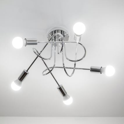 Ytmonterad taklampa OXFORD 5xE27/15W/230V polerad krom