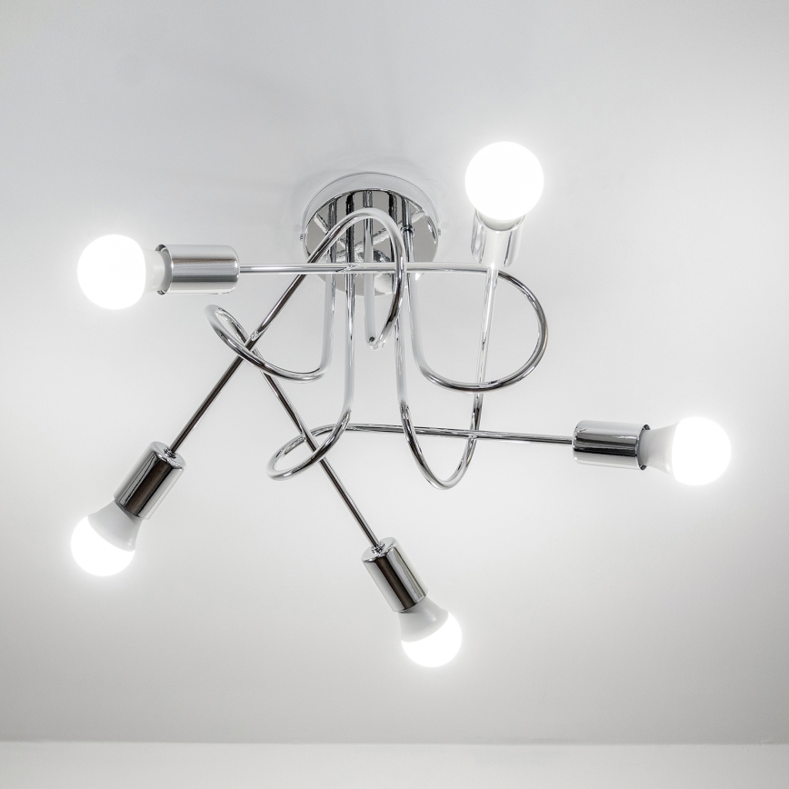 Ytmonterad taklampa OXFORD 5xE27/15W/230V polerad krom