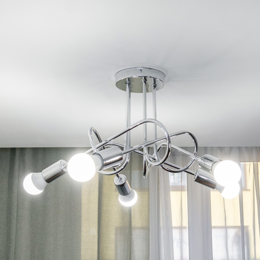 Ytmonterad taklampa OXFORD 5xE27/15W/230V polerad krom