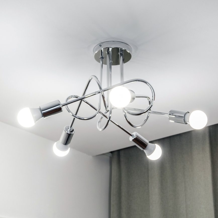 Ytmonterad taklampa OXFORD 5xE27/15W/230V polerad krom