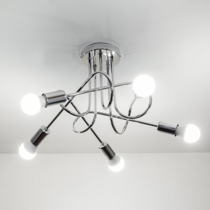 Ytmonterad taklampa OXFORD 5xE27/15W/230V polerad krom