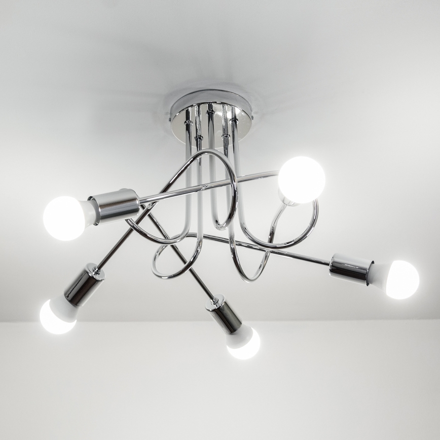Ytmonterad taklampa OXFORD 5xE27/15W/230V polerad krom