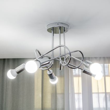Ytmonterad taklampa OXFORD 5xE27/15W/230V polerad krom