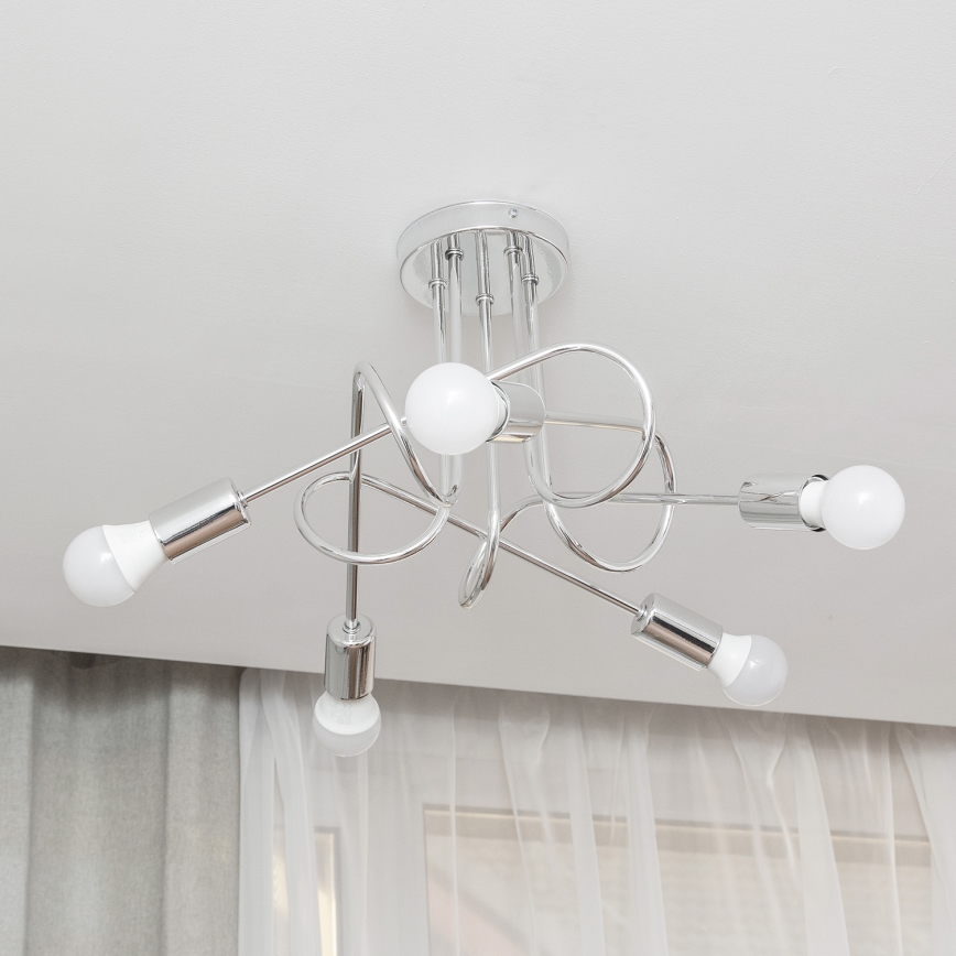 Ytmonterad taklampa OXFORD 5xE27/15W/230V polerad krom