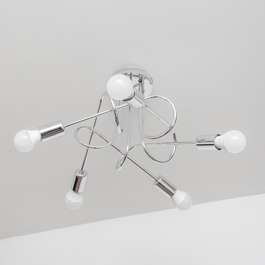 Ytmonterad taklampa OXFORD 5xE27/15W/230V polerad krom