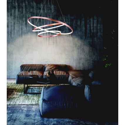 Zambelis 180031-D - LED ljusreglerad ljuskrona på textilsladd LED/135W/230V koppar