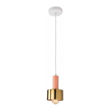Zambelis 180051 - Ljuskrona med textilsladd 1xE27/40W/230V guld/laxrosa