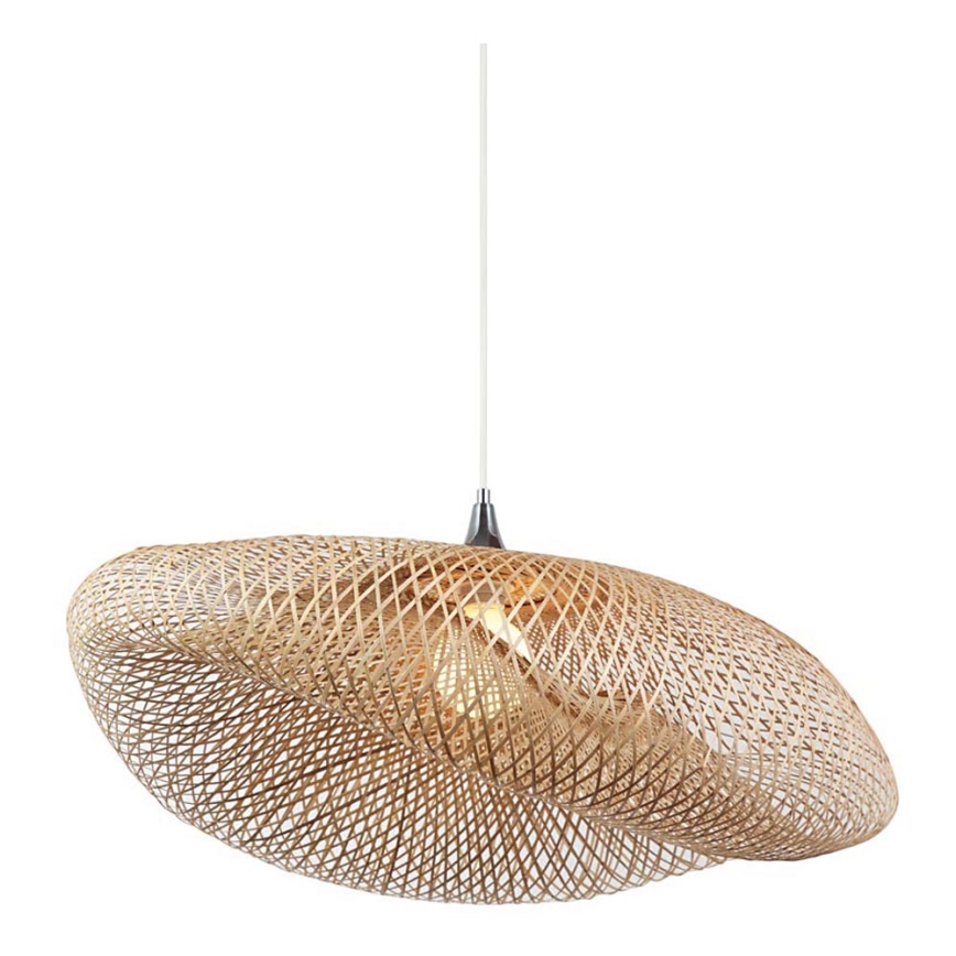 Zambelis 19103 - Ljuskrona med textilsladd 1xE27/40W/230V Bambu/beige