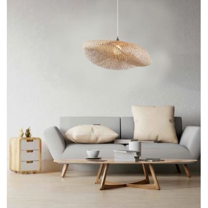 Zambelis 19103 - Ljuskrona med textilsladd 1xE27/40W/230V Bambu/beige