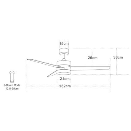 Zambelis 19134 - LED takfläkt LED/15W/230V 3000/4000/6000K matt krom + fjärrkontroll