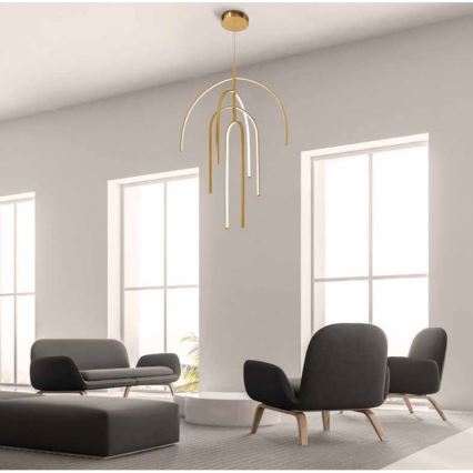 Zambelis 1933 - LED ljusreglerad ljuskrona på textilsladd LED/96W/230V guld