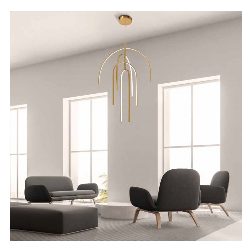 Zambelis 1933 - LED ljusreglerad ljuskrona på textilsladd LED/96W/230V guld