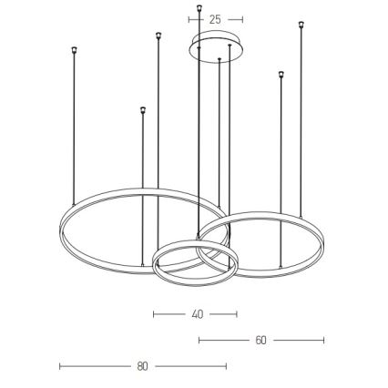 Zambelis 1956 - LED ljuskrona med textilsladd LED/136W/230V guld