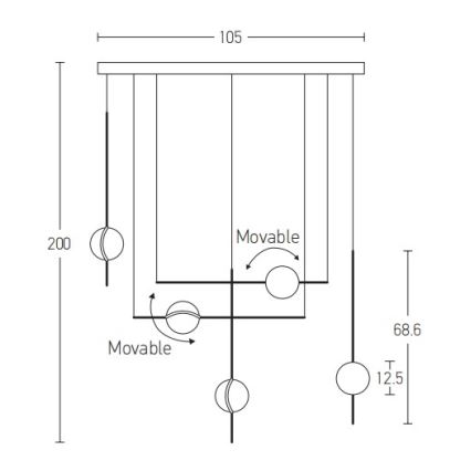 Zambelis 2001 - LED ljuskrona med textilsladd LED/38W/230V