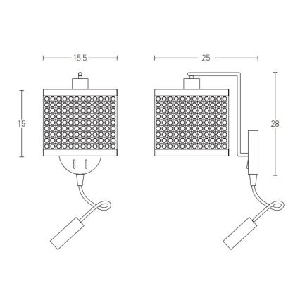 Zambelis 20355 - LED vägglampa 1xE27/40W + LED/3W/230V rotting