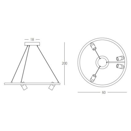 Zambelis 22012 - LED ljusreglerad ljuskrona på textilsladd LED/47W/230V diameter 60 cm svart