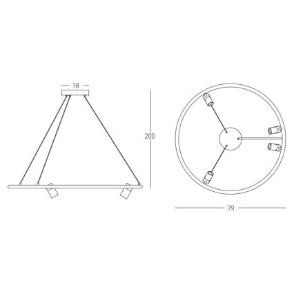 Zambelis 22013 - LED ljusreglerad ljuskrona på textilsladd LED/59W/230V diameter 79 cm svart
