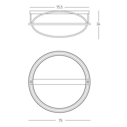 Zambelis 22017 - Dimbar LED ytmonterad ljuskrona LED/80W/230V diameter 79 cm svart