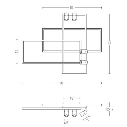 Zambelis 22020 - Dimbar LED ytmonterad ljuskrona LED/52W/230V