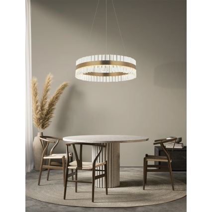 Zambelis 22040 - LED ljusreglerad ljuskrona på textilsladd LED/68W/230V guld