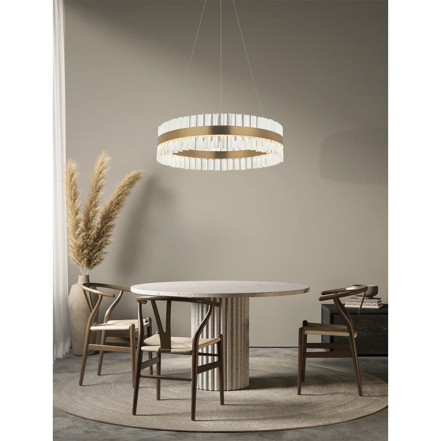 Zambelis 22040 - LED ljusreglerad ljuskrona på textilsladd LED/68W/230V guld