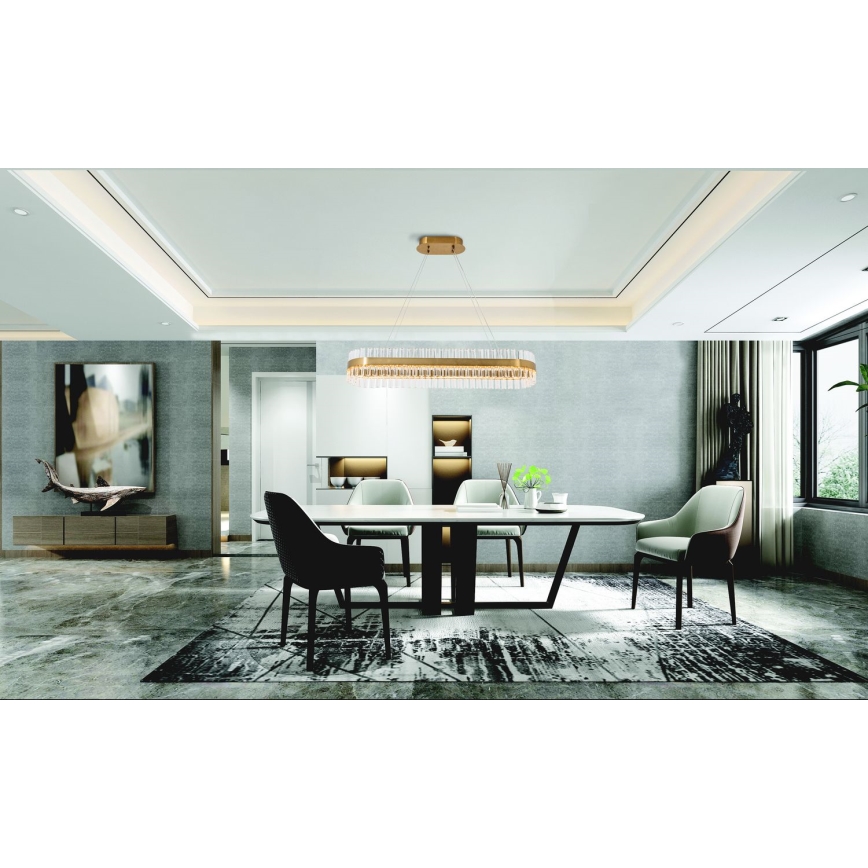 Zambelis 22041 - LED ljusreglerad ljuskrona på textilsladd LED/68W/230V guld