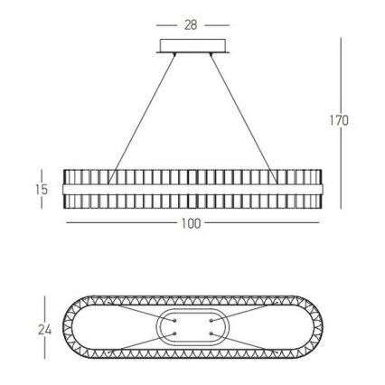 Zambelis 22041 - LED ljusreglerad ljuskrona på textilsladd LED/68W/230V guld