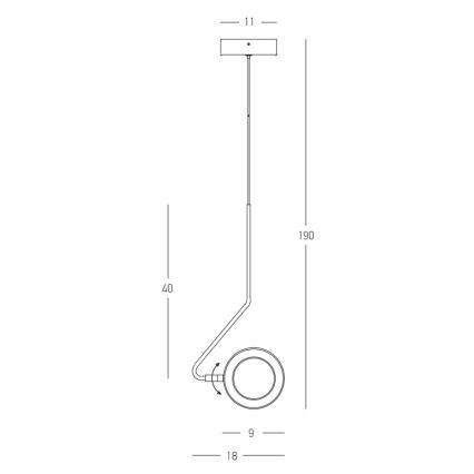 Zambelis 22045 - LED ljusreglerad ljuskrona på textilsladd LED/7W/230V CRI90 svart