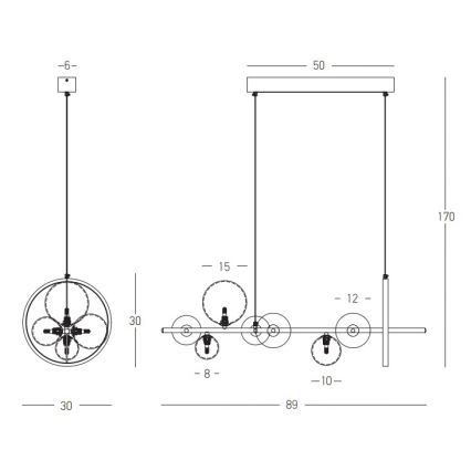 Zambelis 22063 - LED dimbar taklampa LED/14W + 7xG9/7W/230V