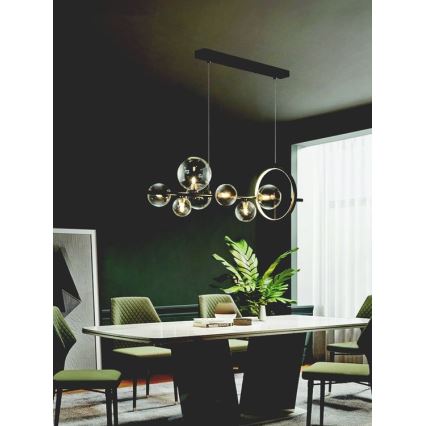 Zambelis 22063 - LED ljusreglerad ljuskrona på textilsladd LED/14W + 7xG9/7W/230V